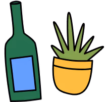 illustration of wine and a plant