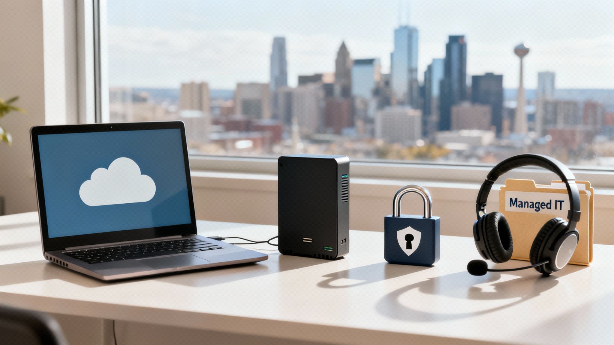 A team collaborating around a table with laptops, illustrating modern IT solutions in action.