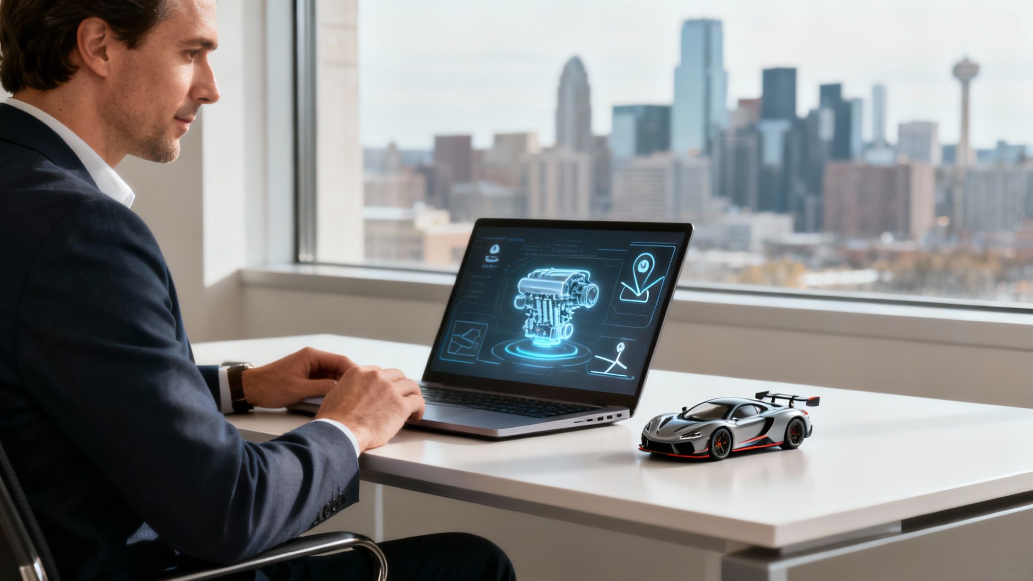 A modern office setting in Calgary with professionals collaborating.