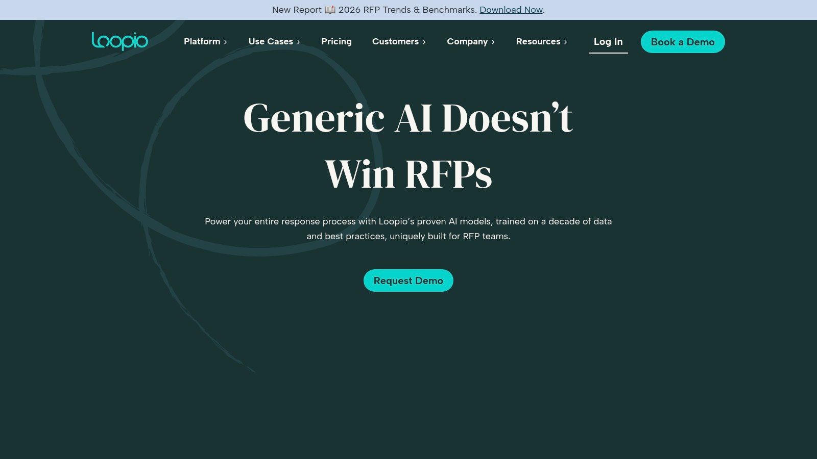 Loopio's platform showing its RFP and security questionnaire response software.