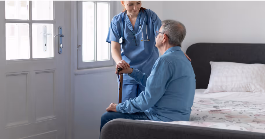 a care aide escorting a senior for medical appointment