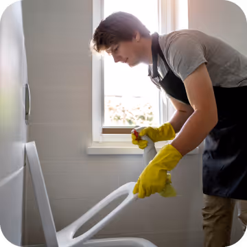 Cleaning industrial restroom