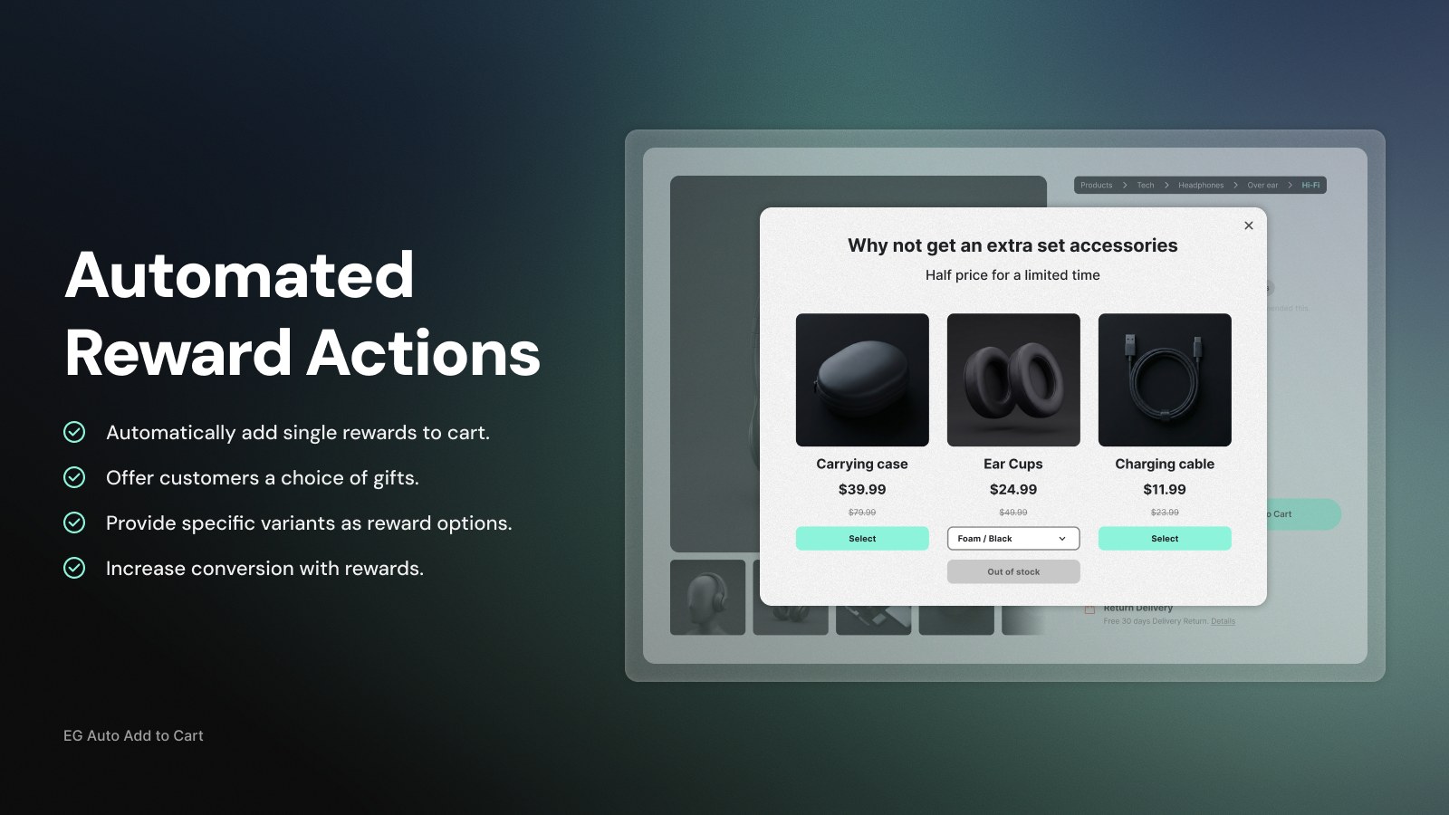 EasyGift adding a free gift to a Shopify cart automatically