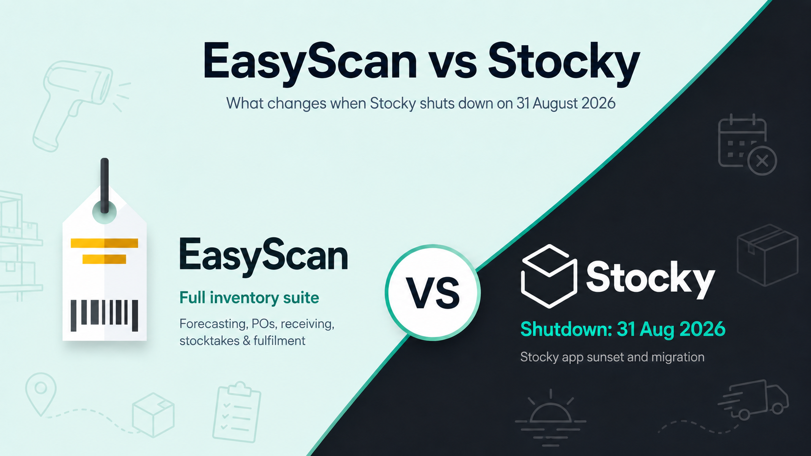 EasyScan vs Stocky Shopify purchase order app comparison after the Stocky shutdown