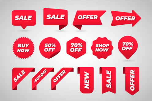 Red sale and offer labels
