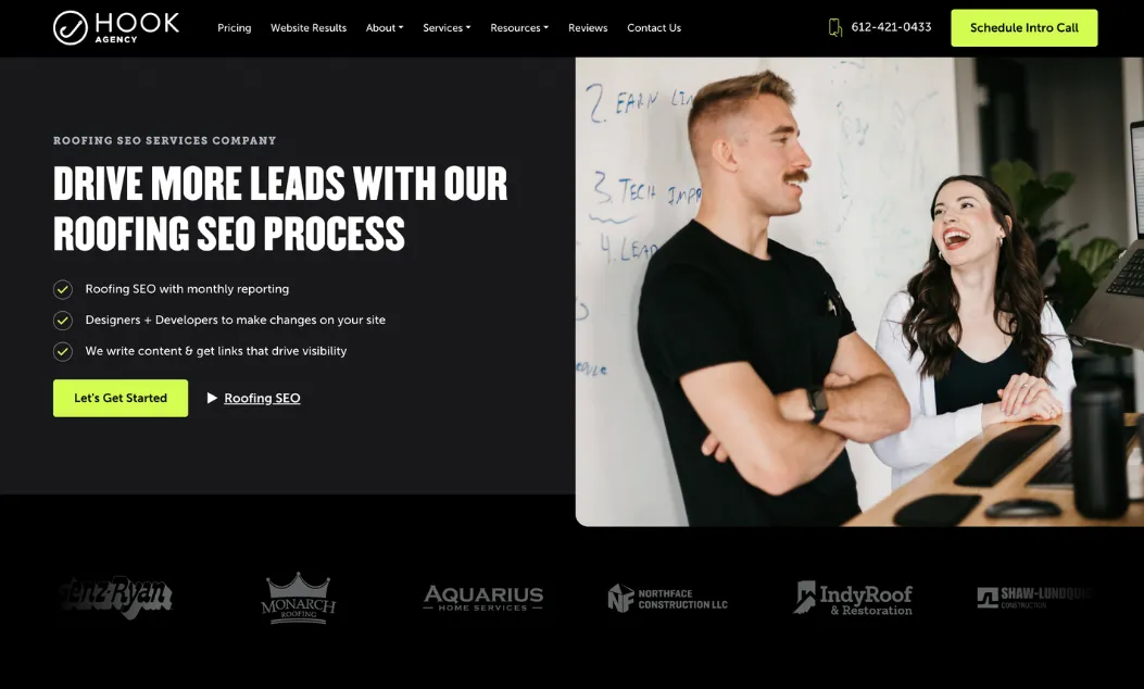 One the best roofing SEO agencies - Hook Agency