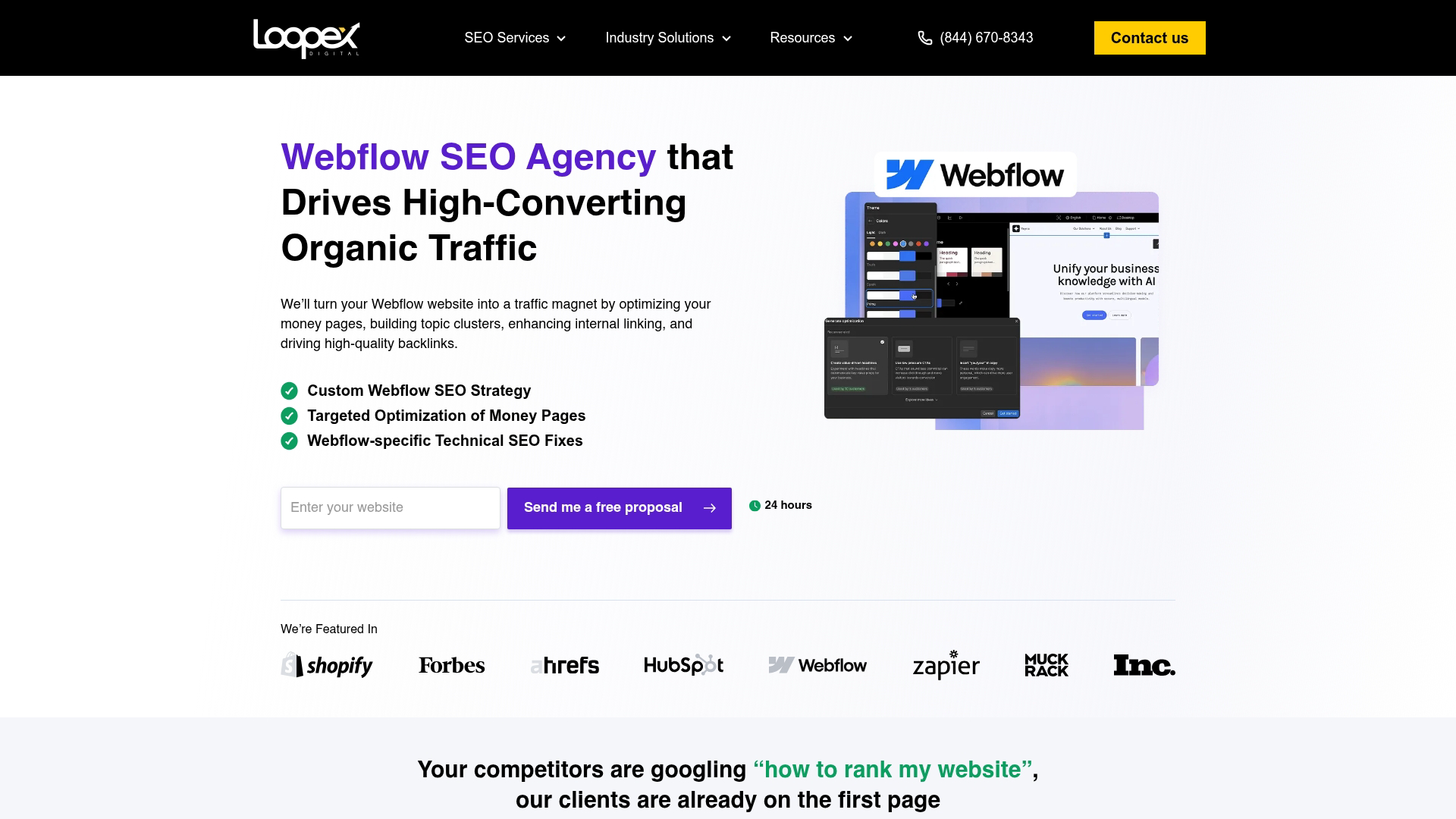 Loopex Digital SEO webflow service page screenshot