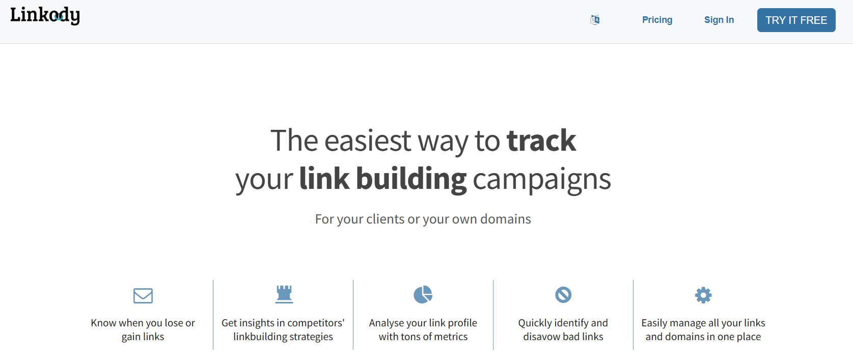 Linkody homepage screenshot