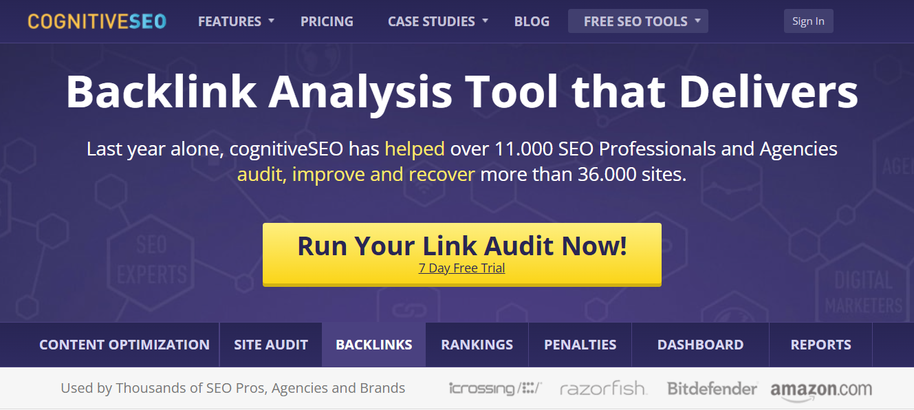 Cognitive SEO homepage screenshot