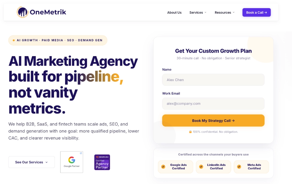 OneMetrik - Best for B2B SaaS SEO and AI Search