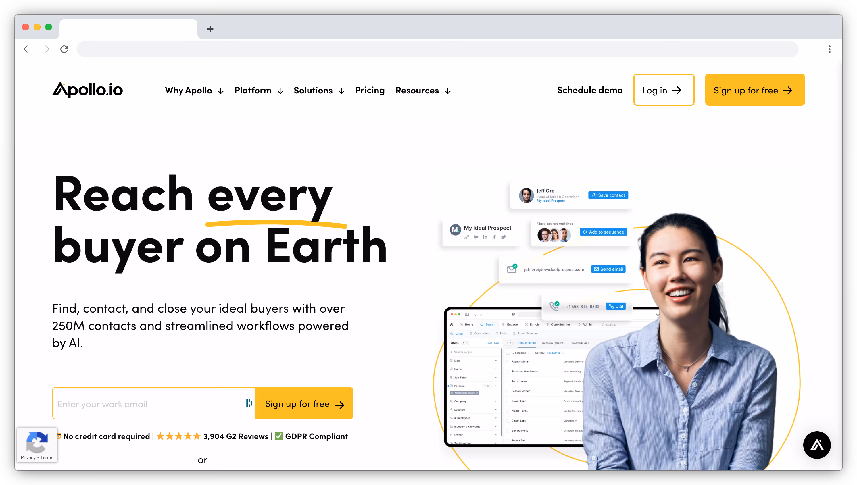 Apollo.io homepage screenshot
