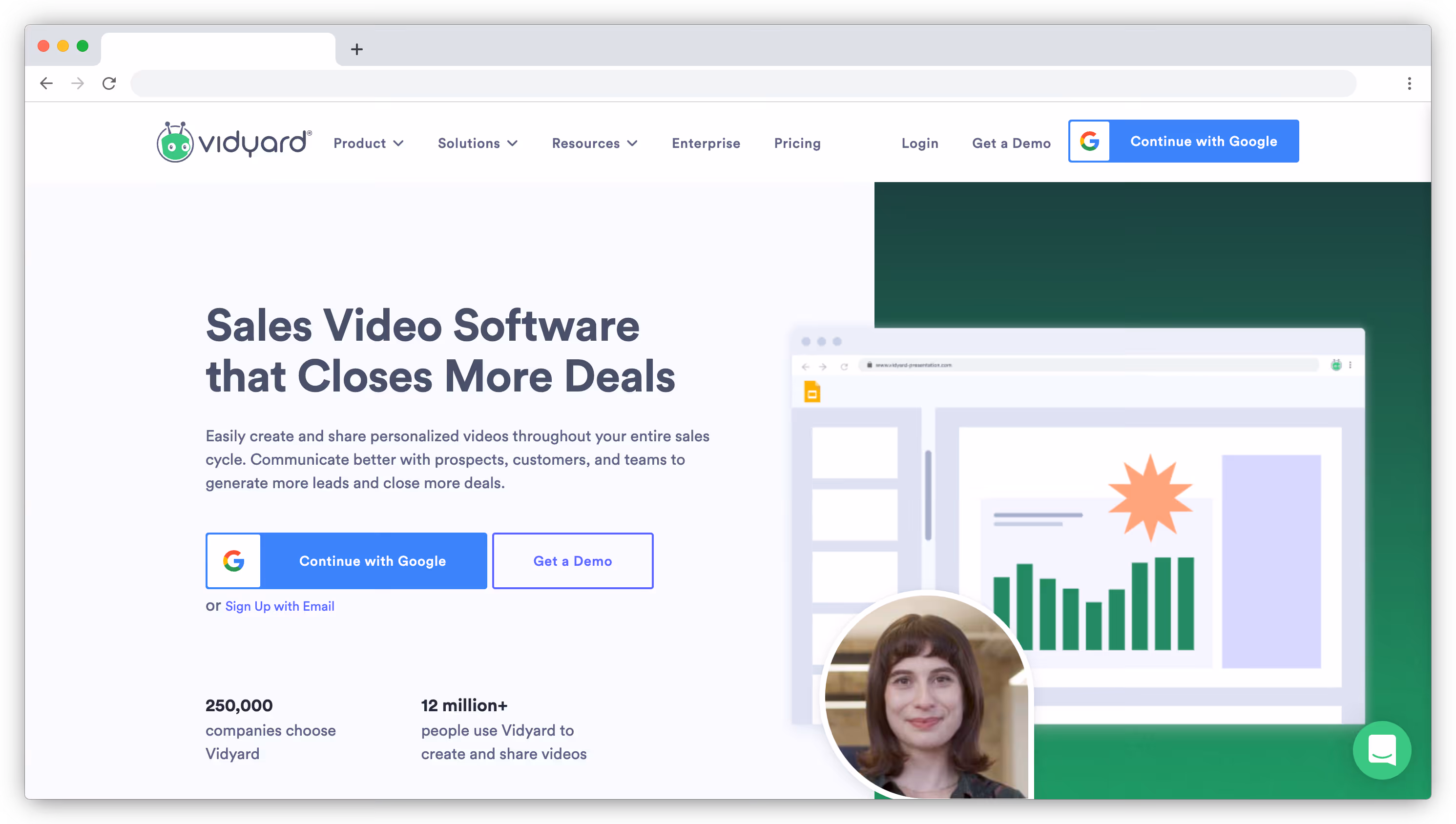 Vidyard homepage screenshot