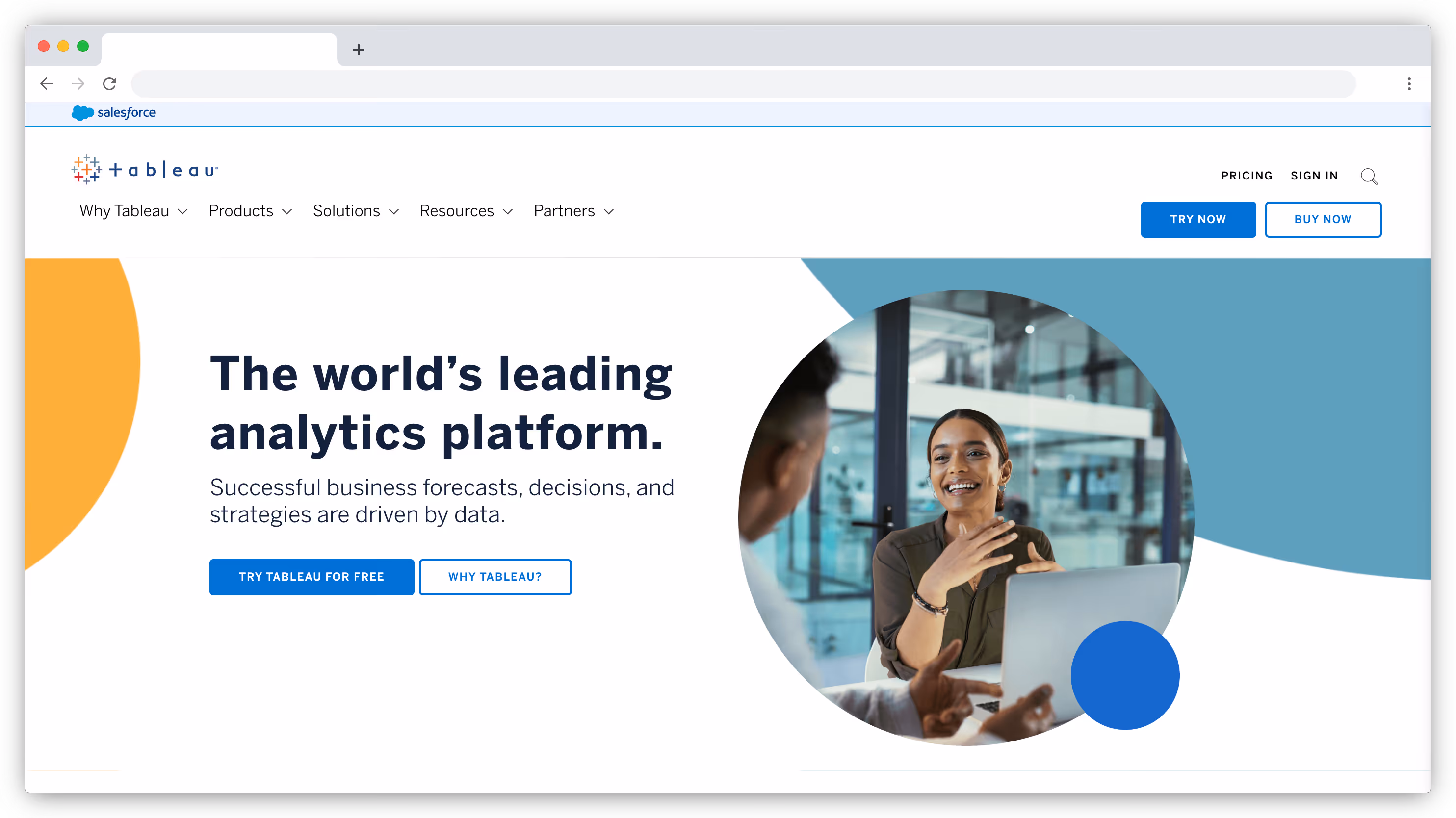 Tableau homepage screenshot