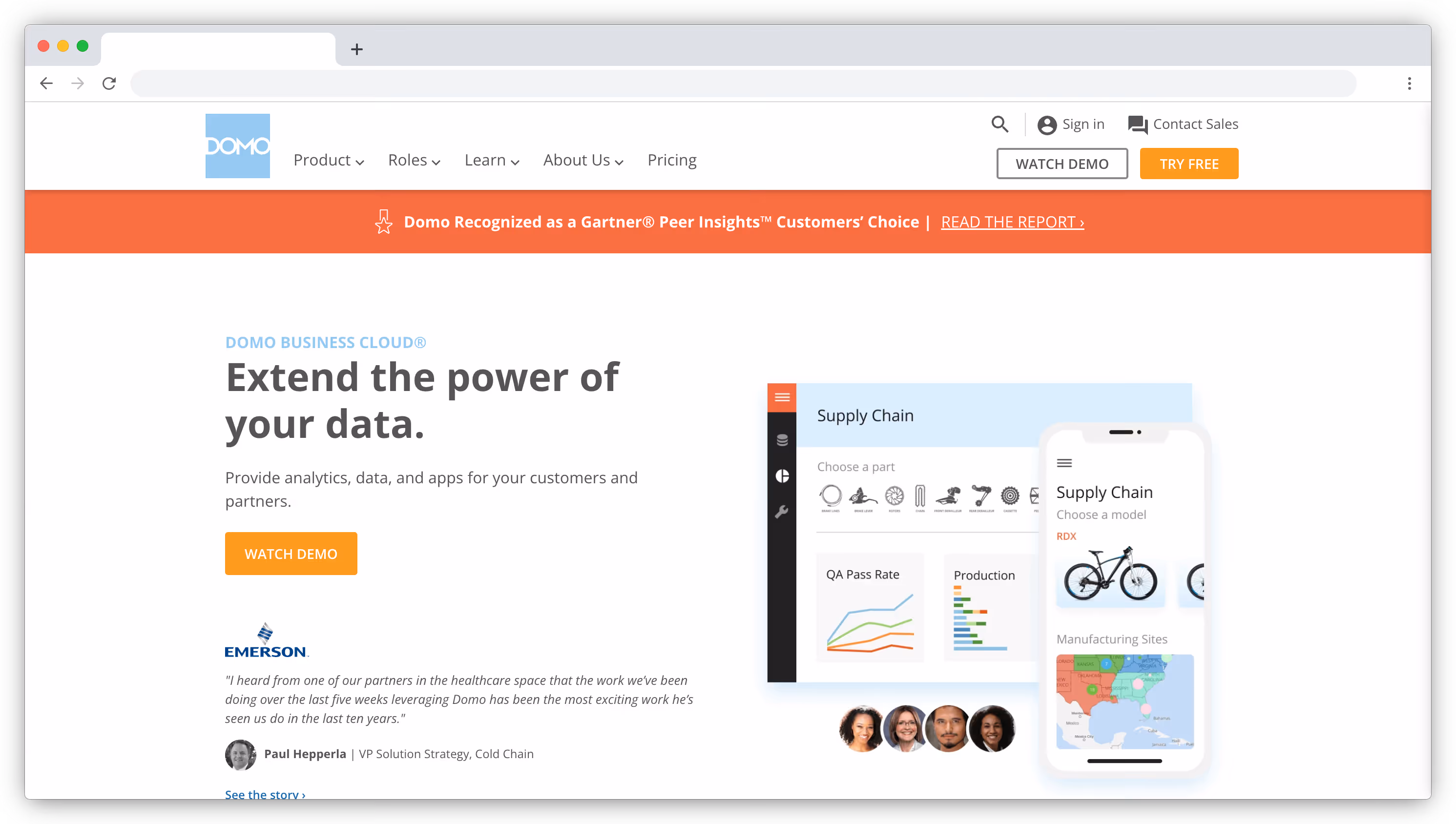 Domo homepage screenshot