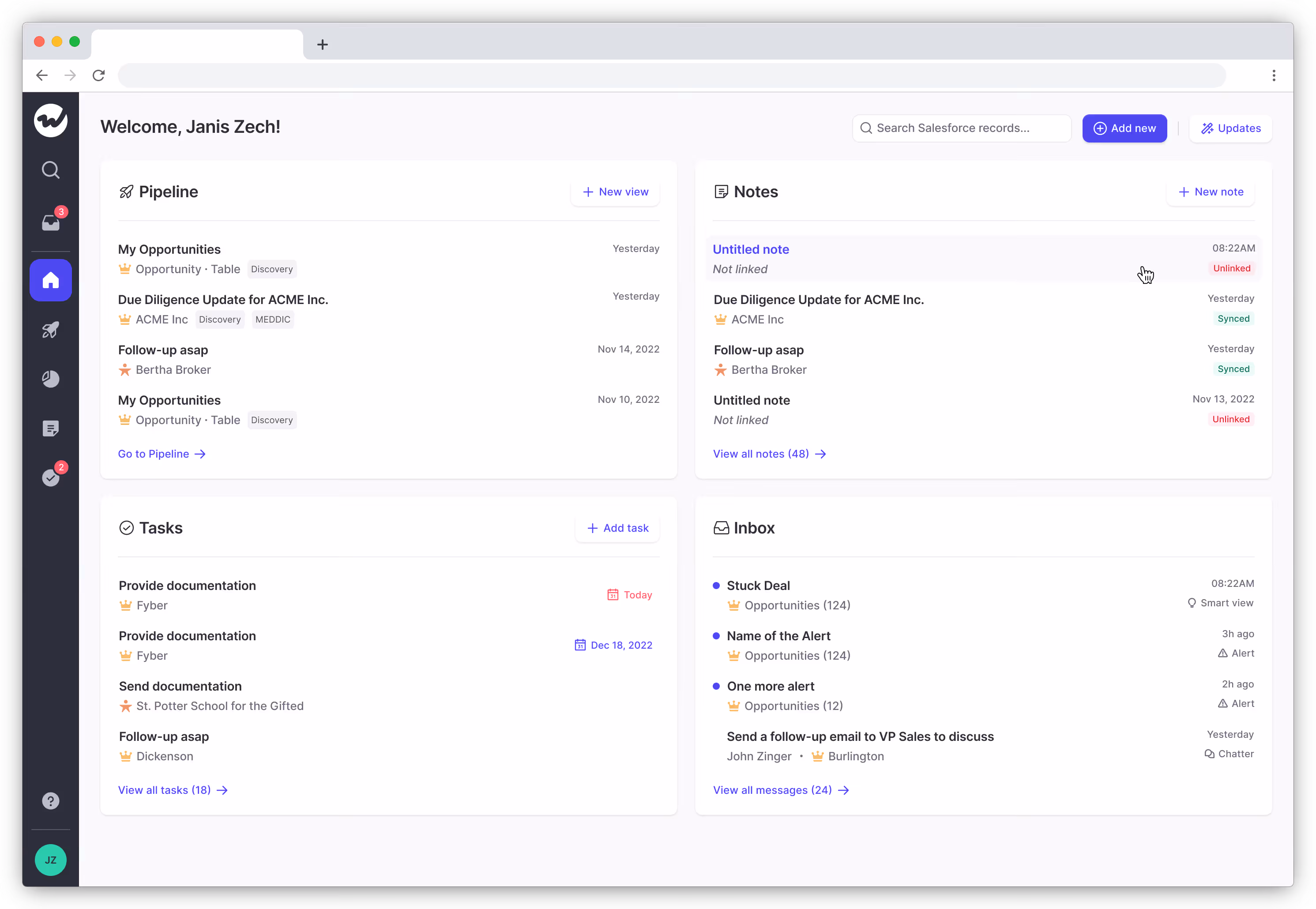 Weflow dashboard screenshot