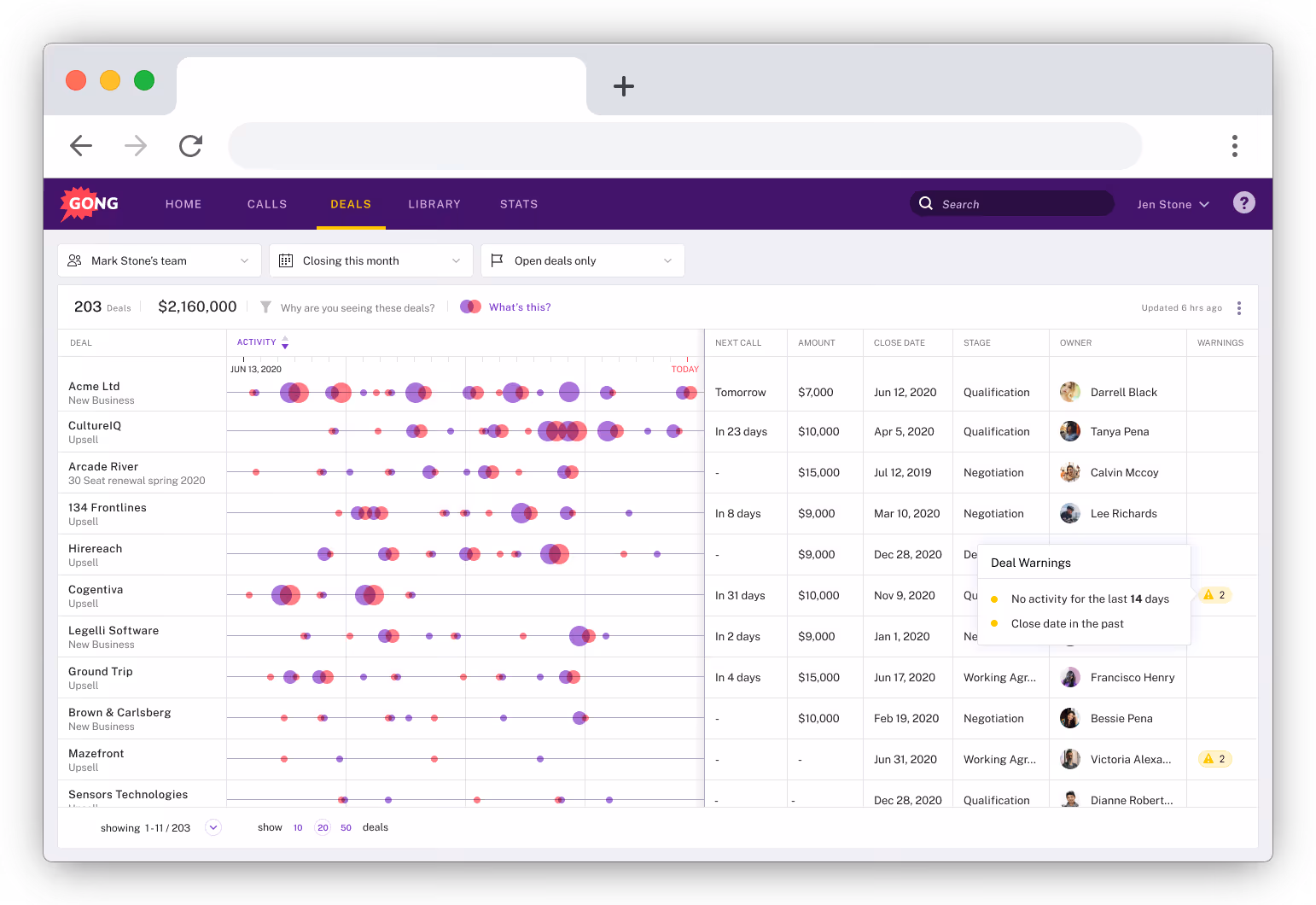 Gong product screenshot