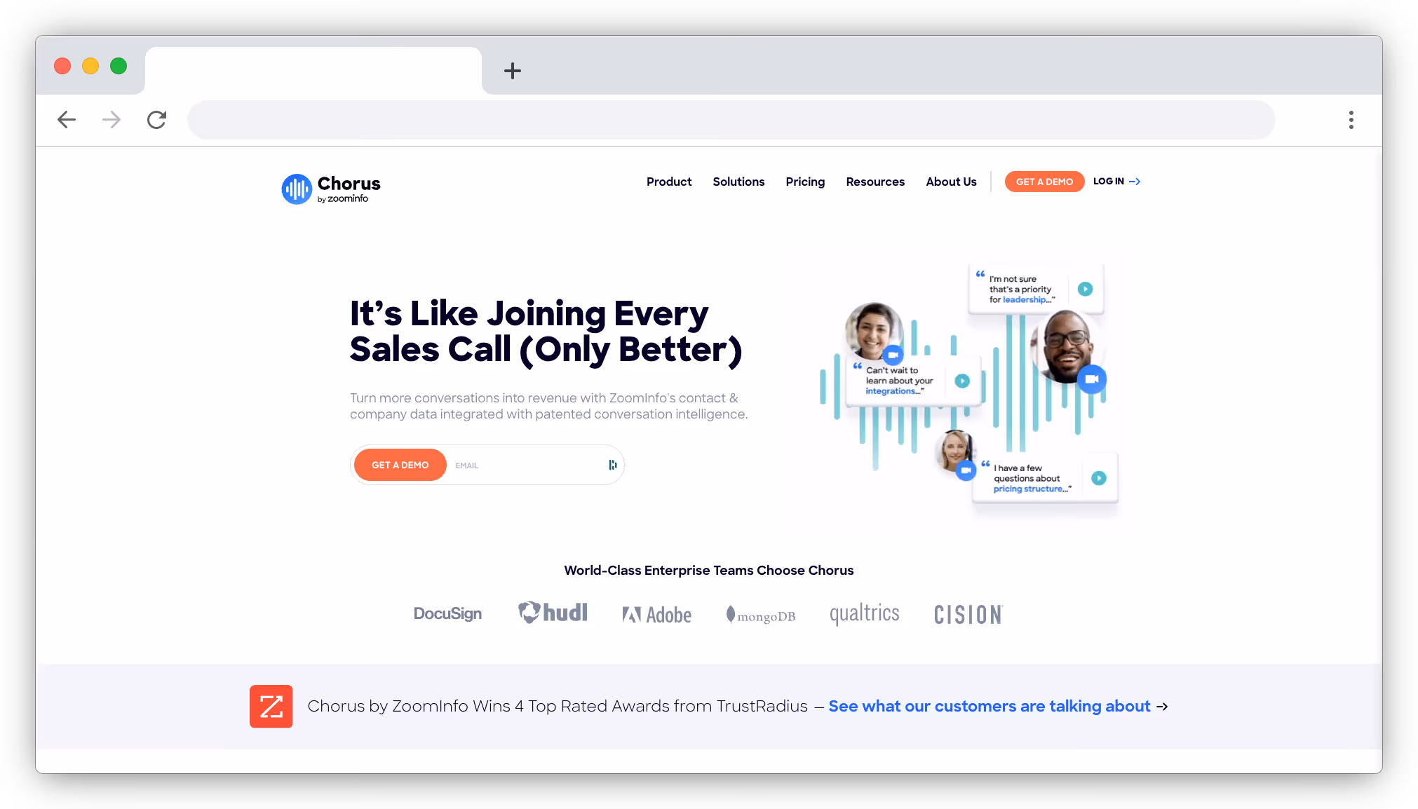 Chorus homepage screenshot