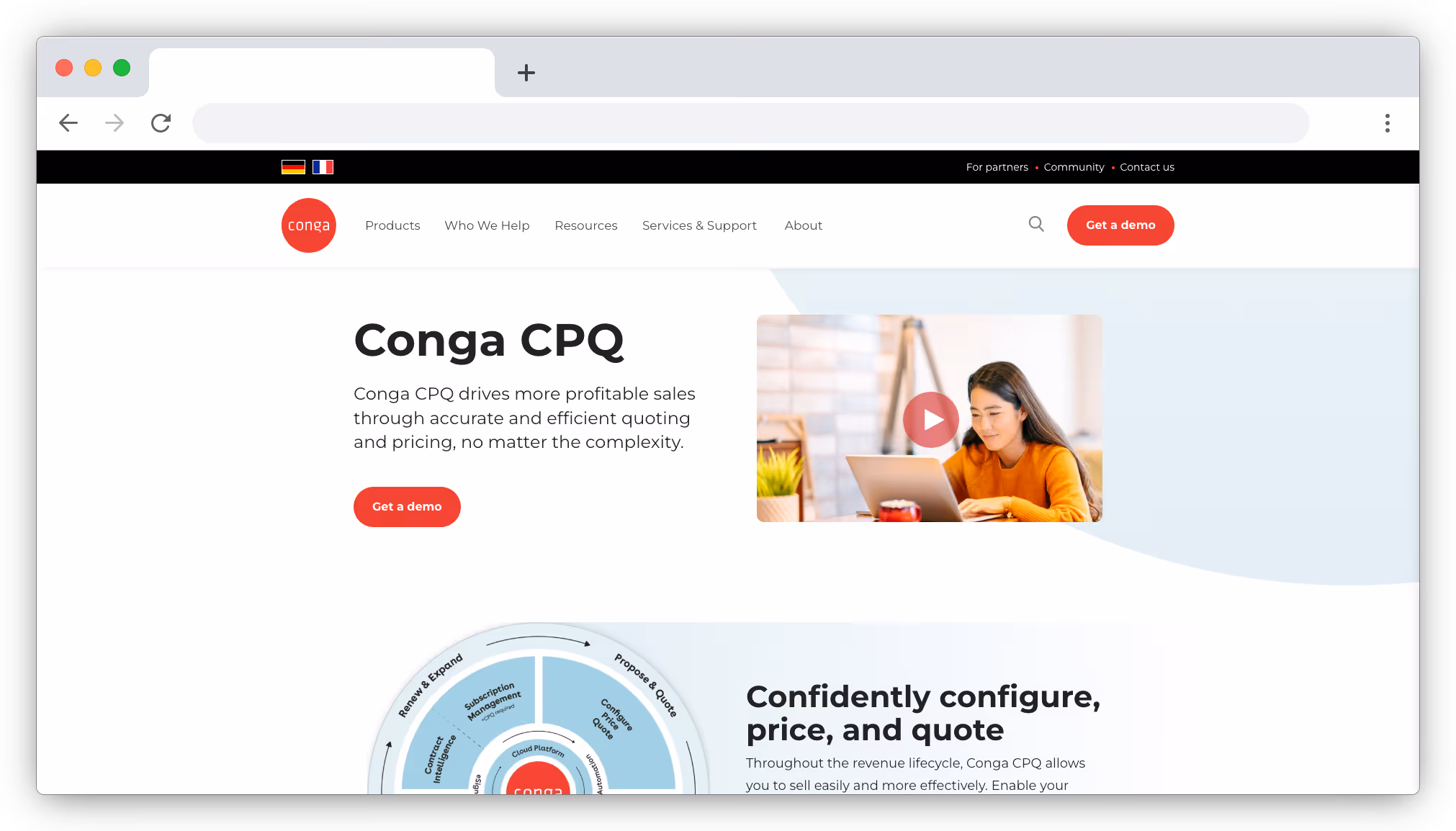 Conga CPQ landing page