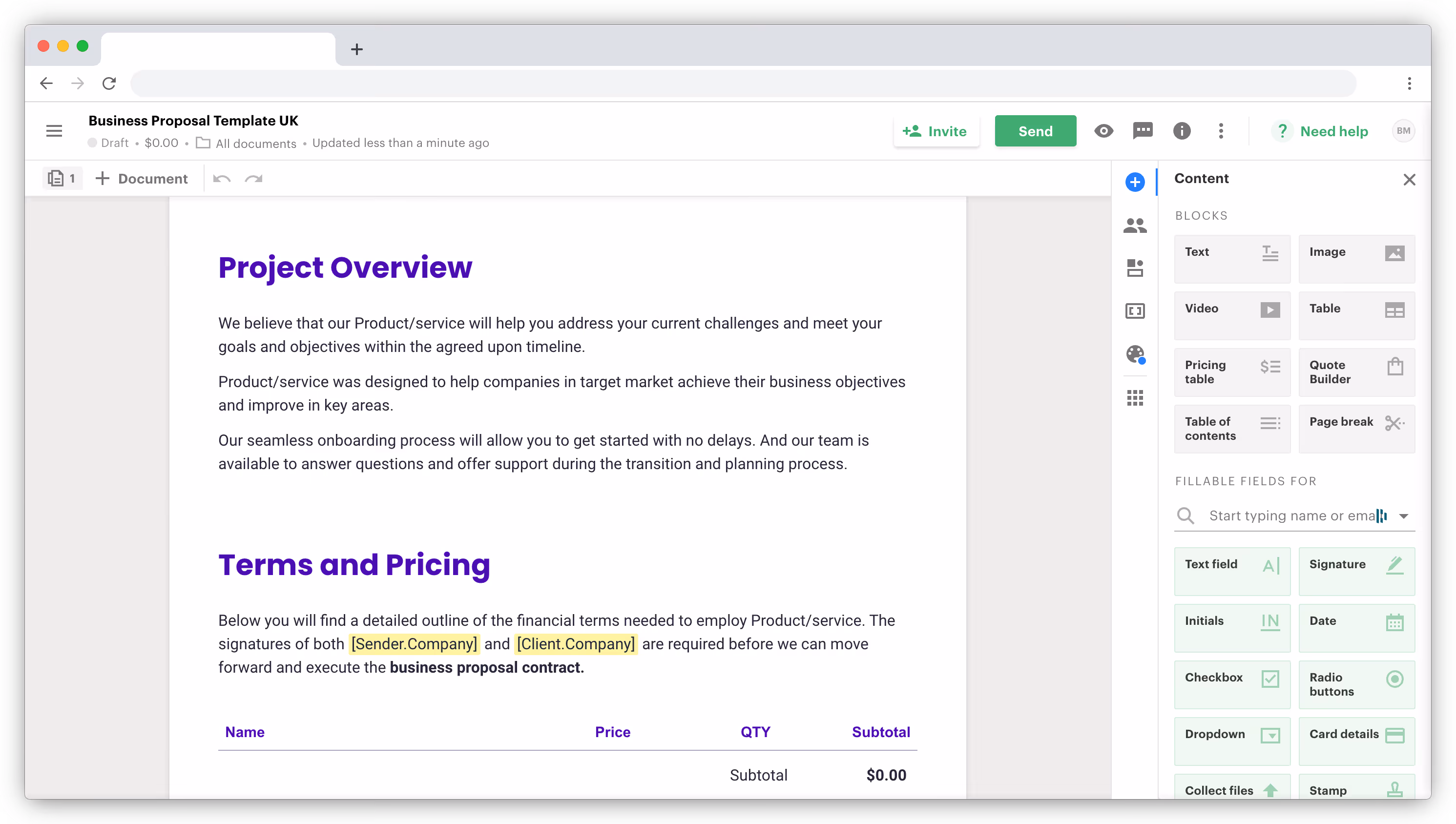 PandaDoc product screenshot