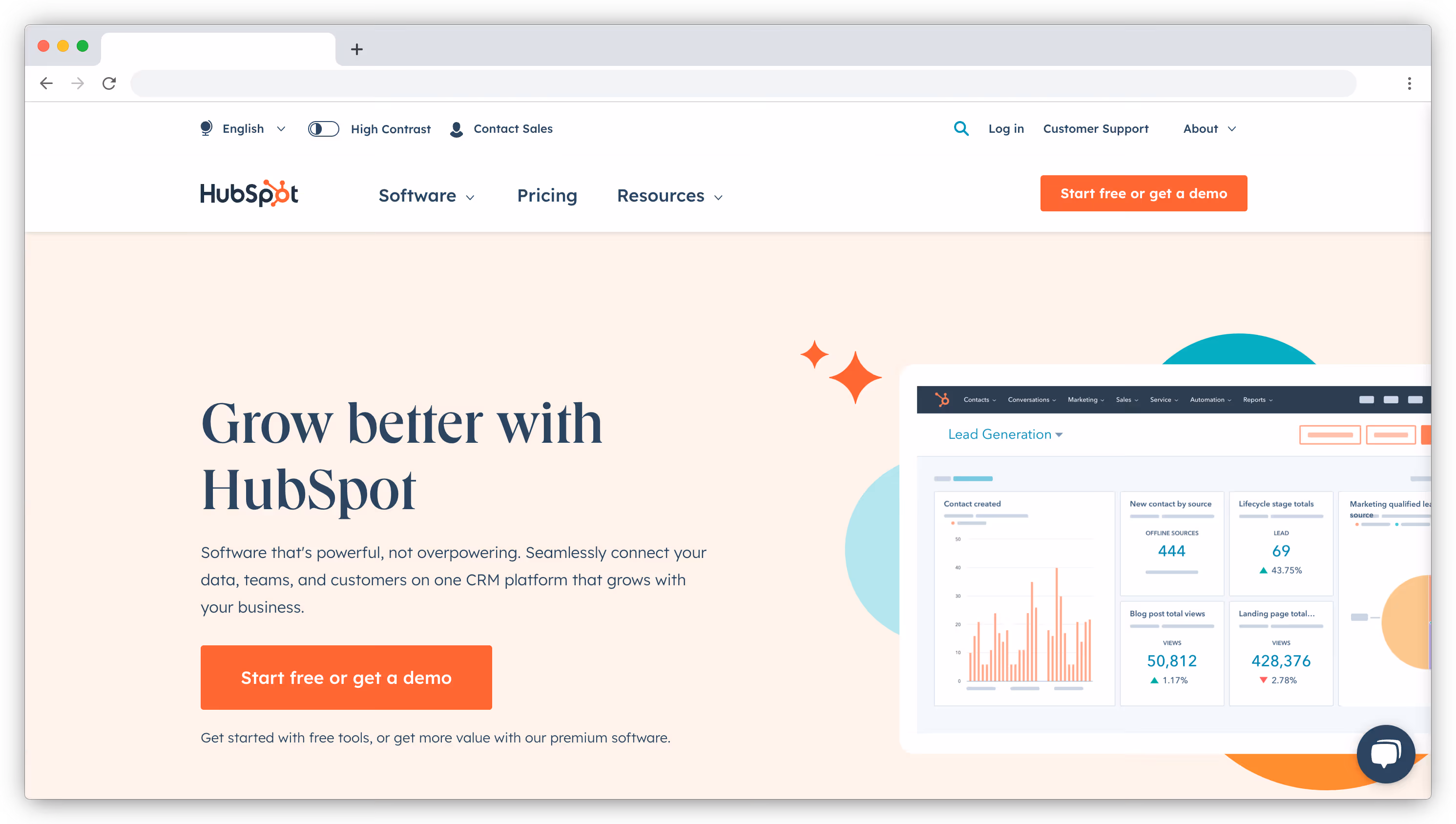 HubSpot homepage screenshot