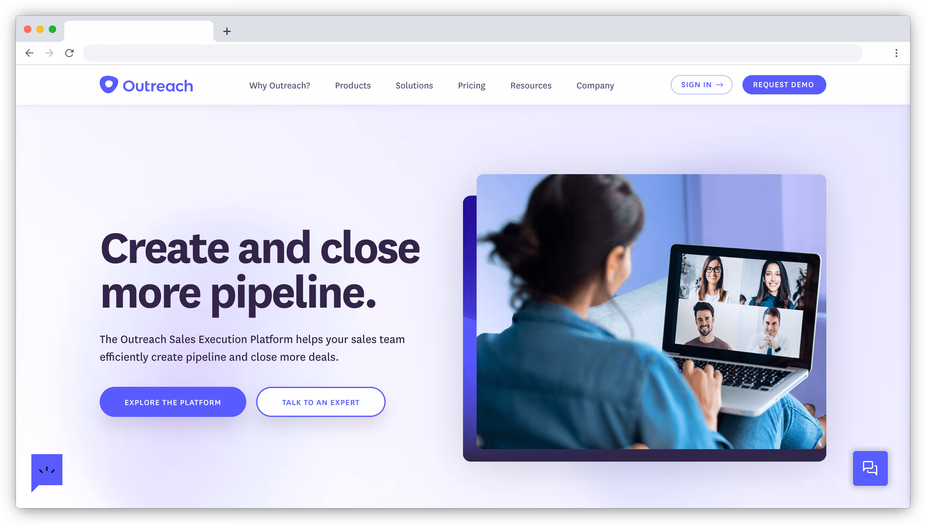 Outreach homepage screenshot