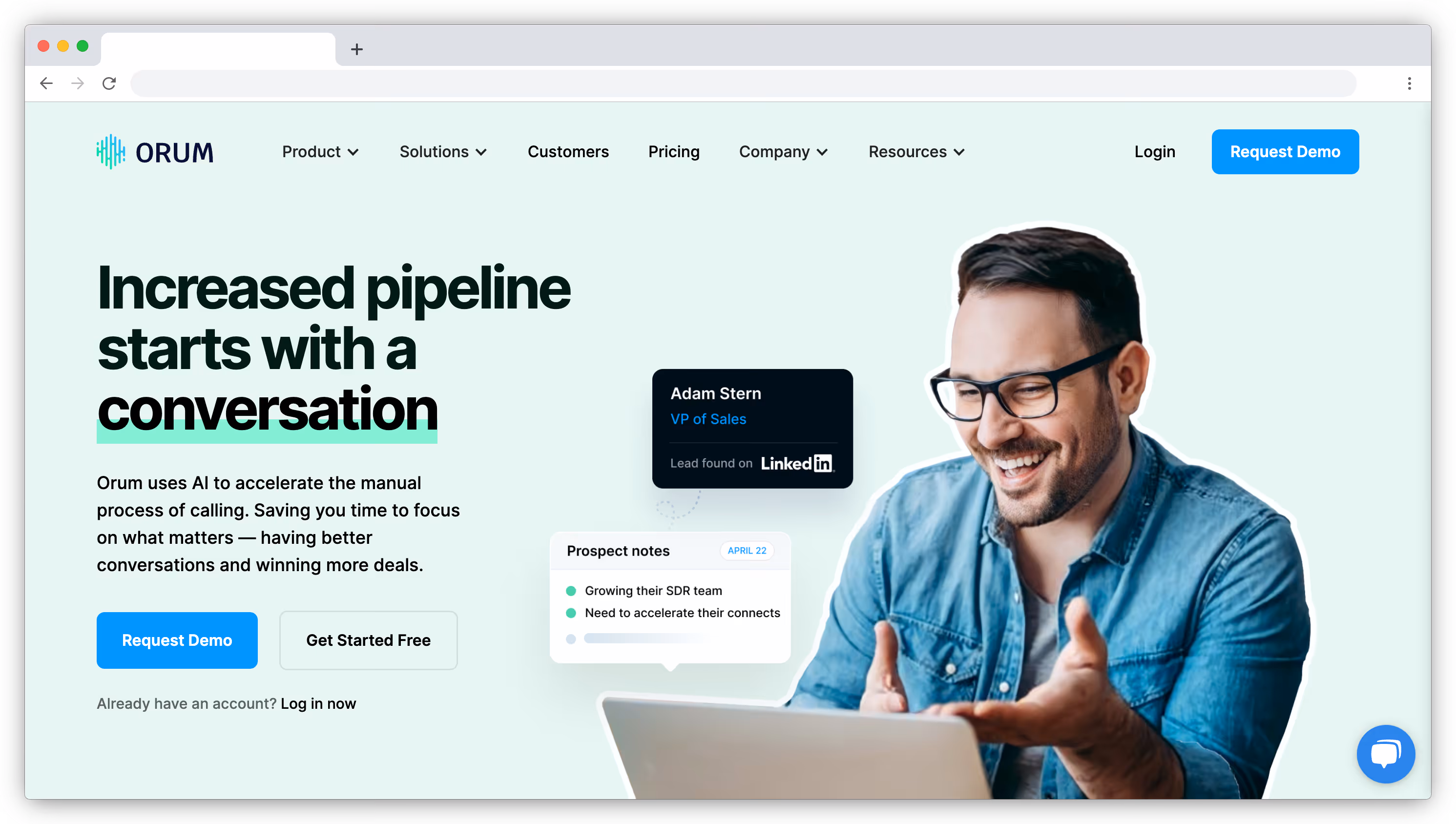 Orum homepage screenshot