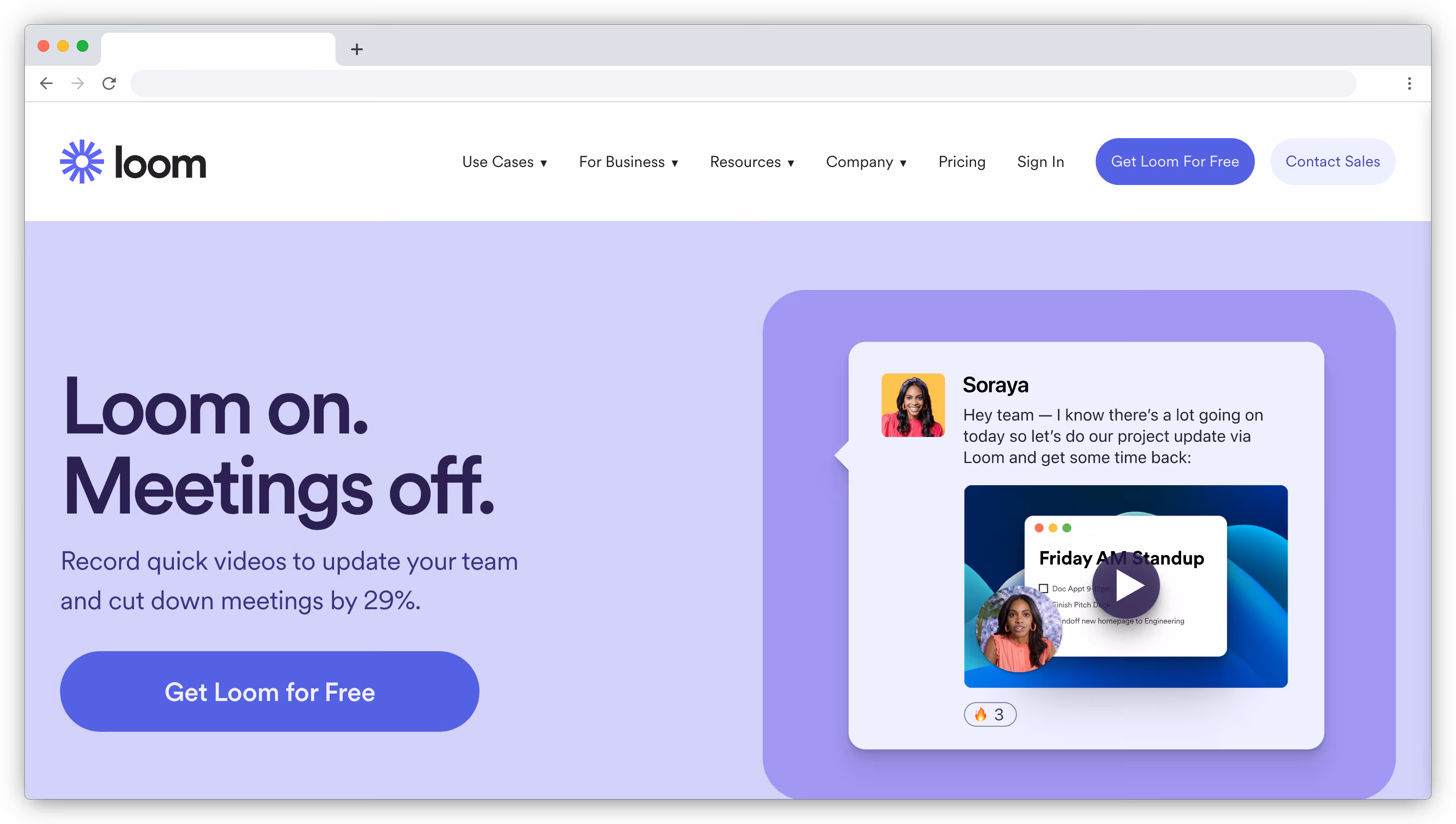 Loom homepage screenshot