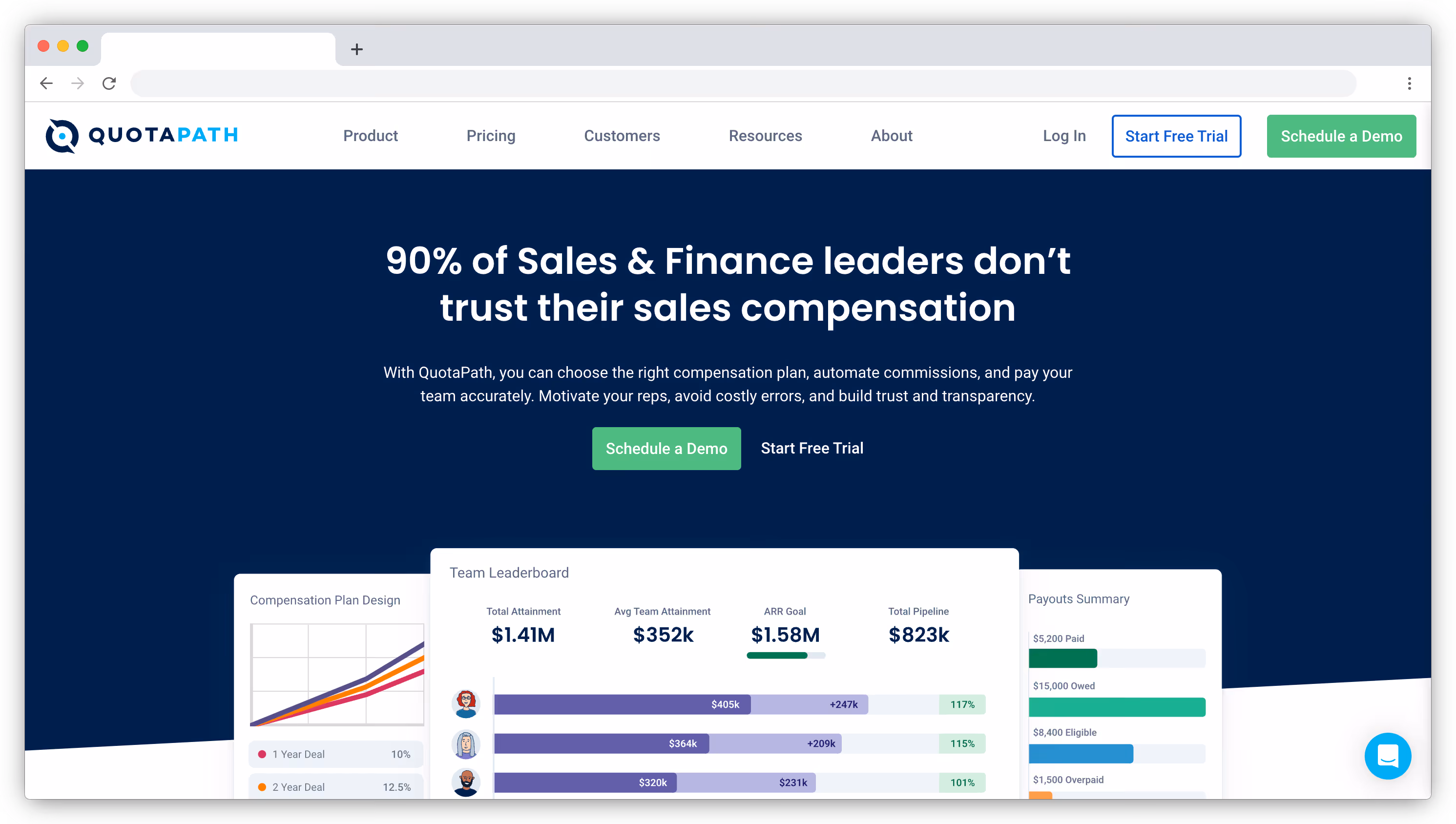 QuotaPath homepage screenshot