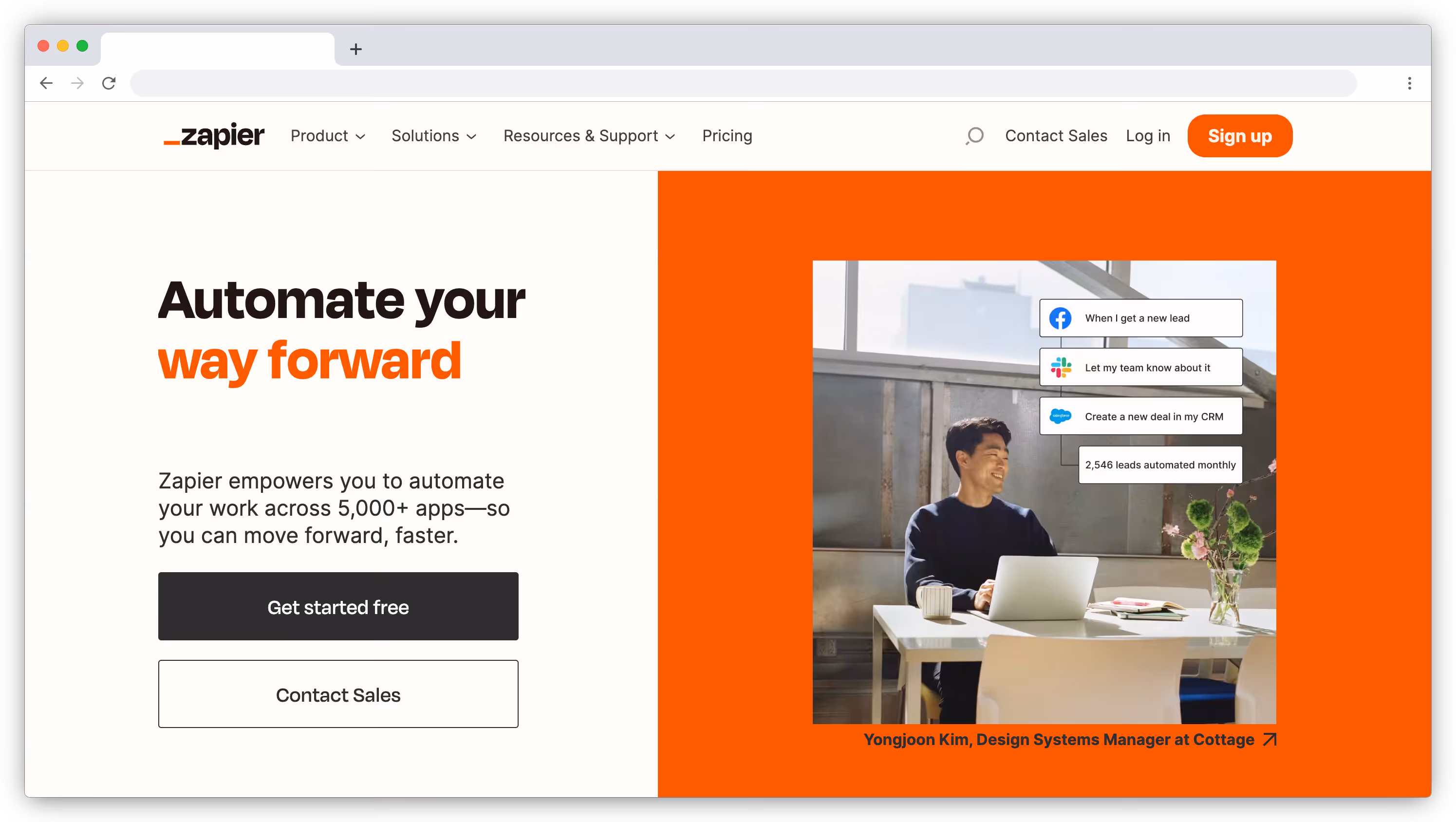 Zapier homepage screenshot