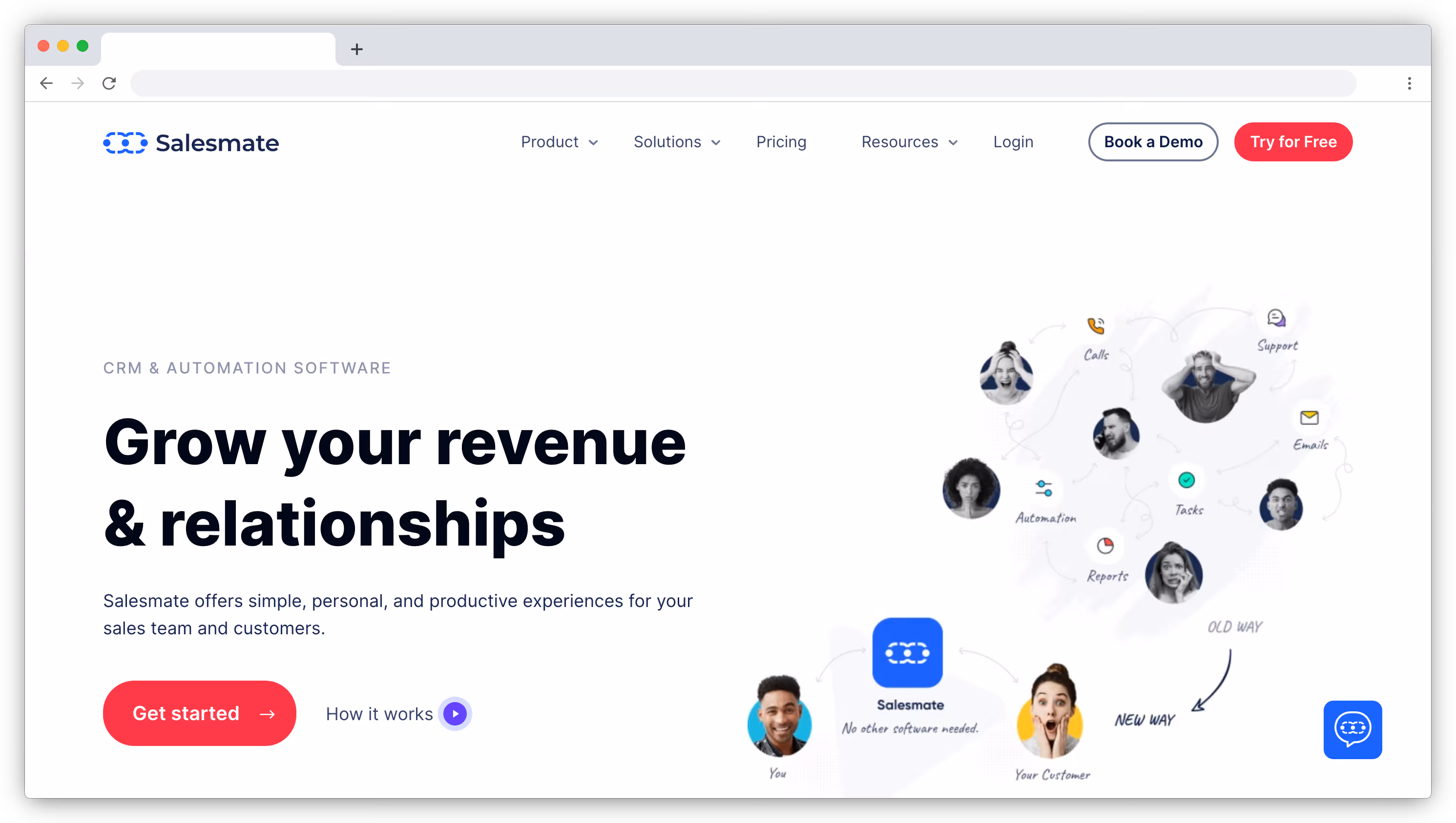 Salesmate homepage screenshot