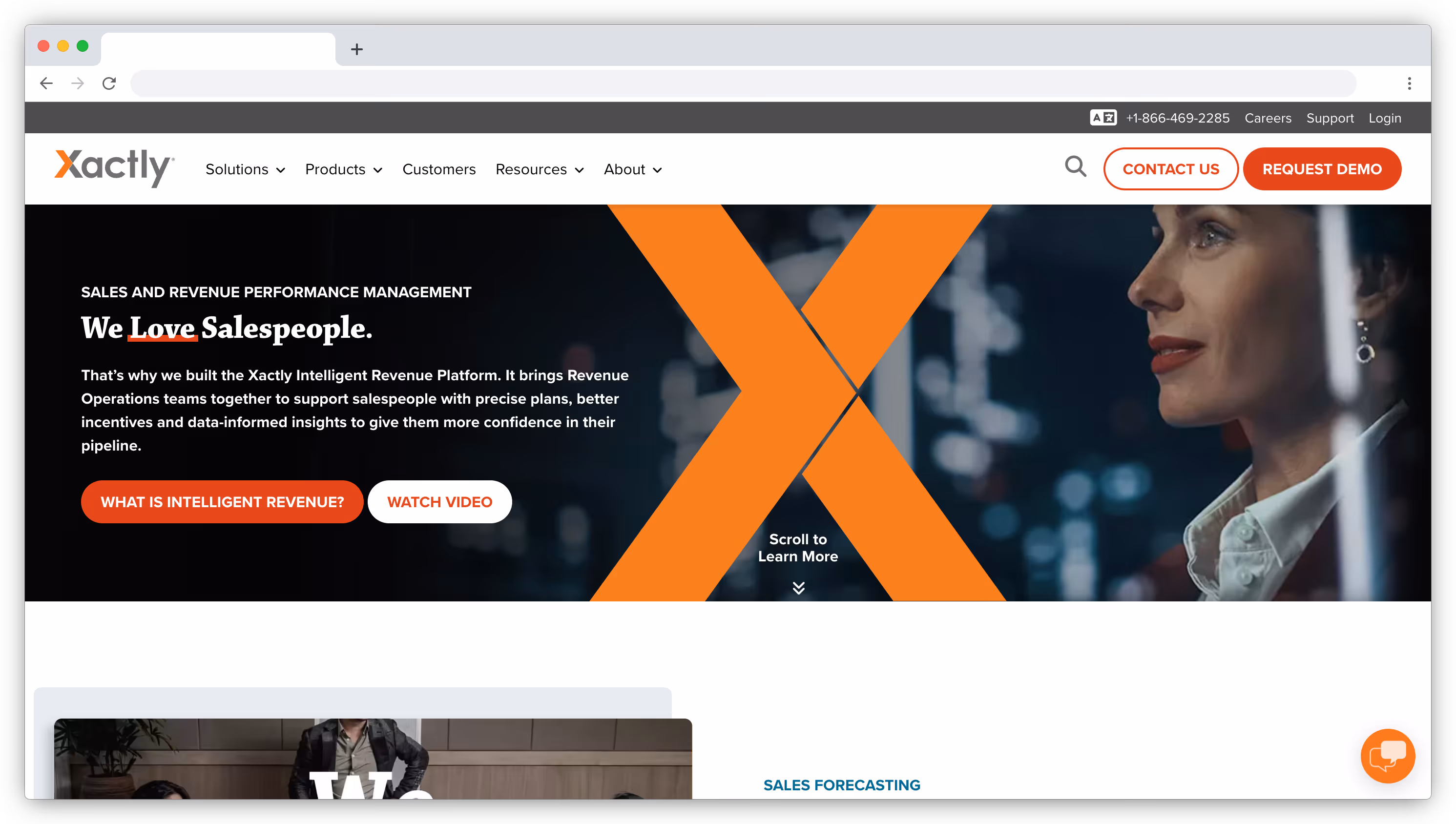 Xactly homepage screenshot
