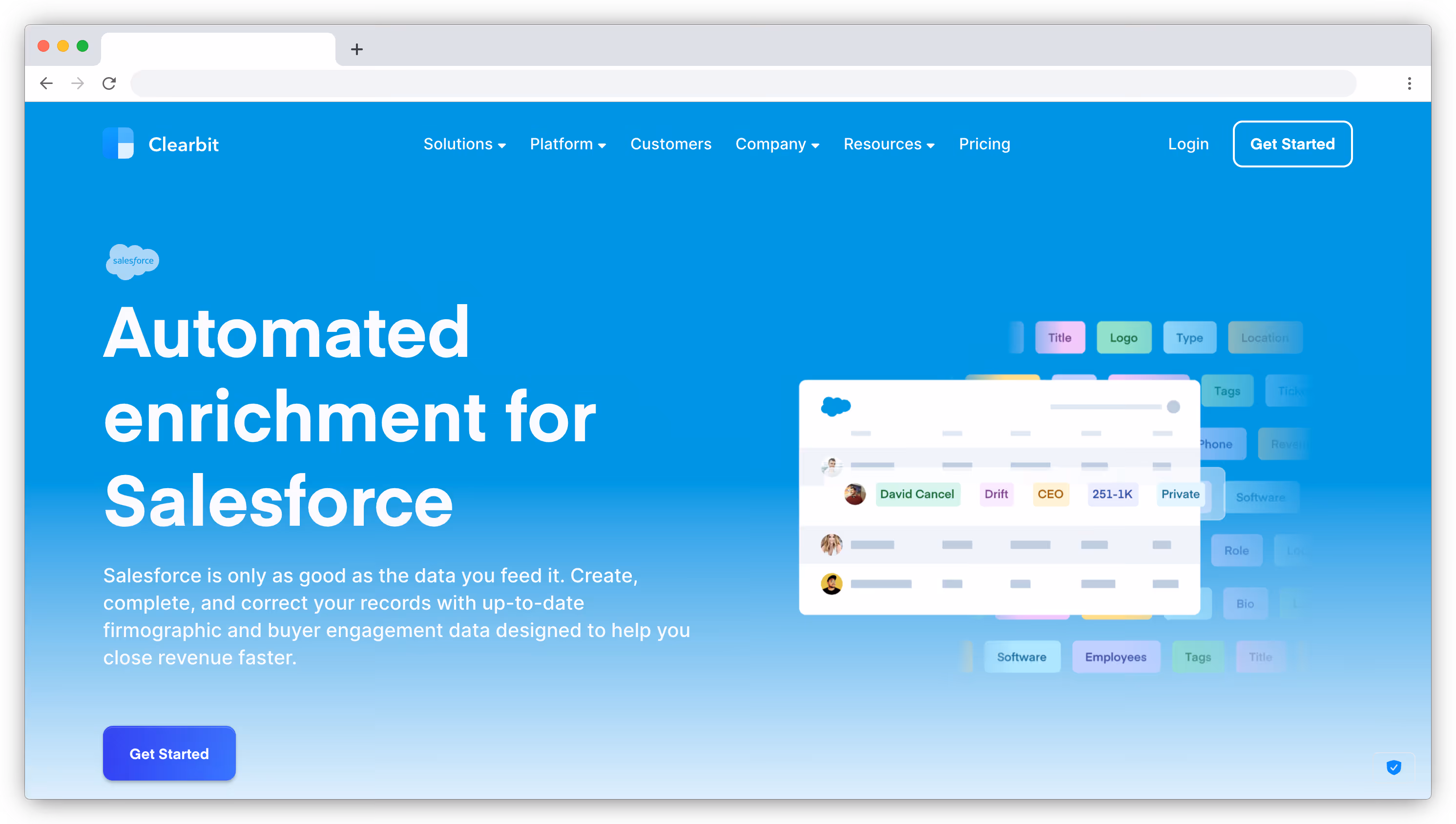 Clearbit for Salesforce screenshot