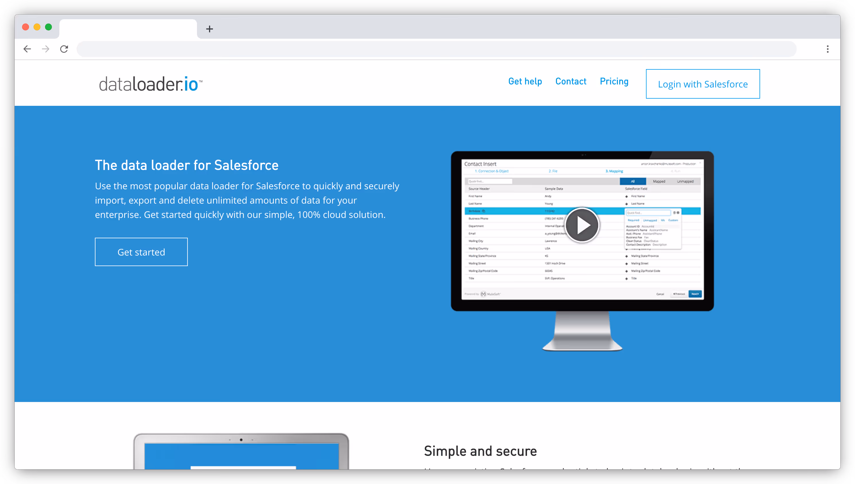 Dataloader.io homepage