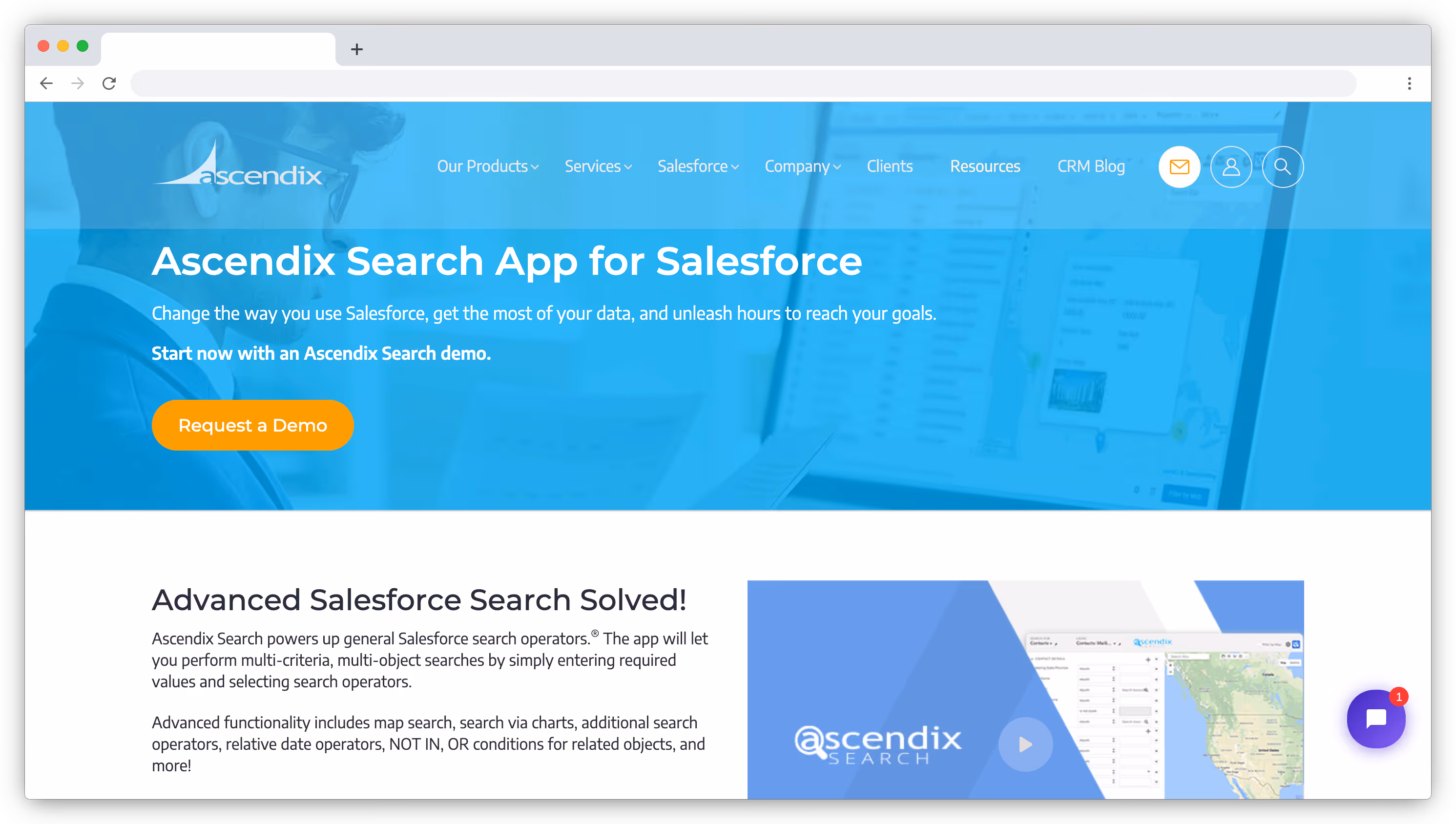 Ascendix Search homepage screenshot