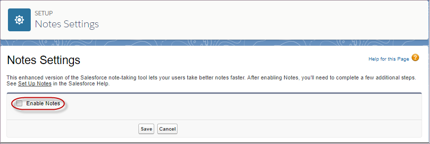 Notes Settings in Salesforce