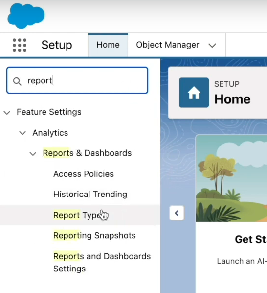 Creating a new custom report type in Salesforce