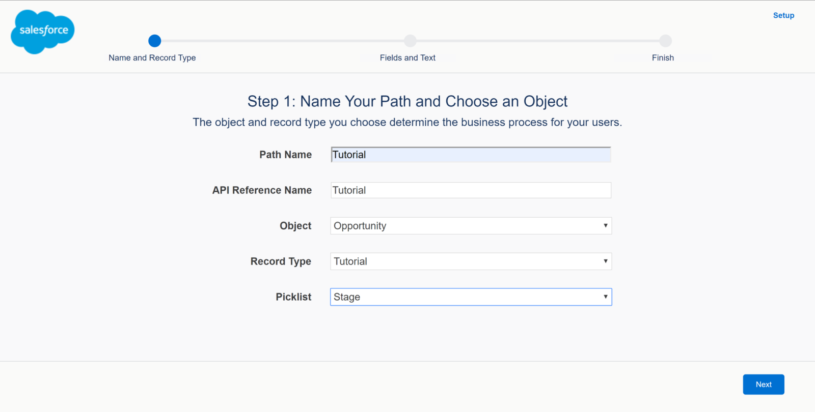 Creating a Salesforce Path