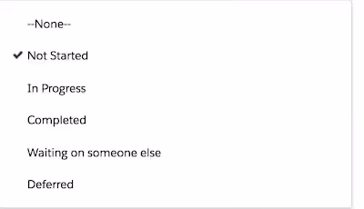 Salesforce task status