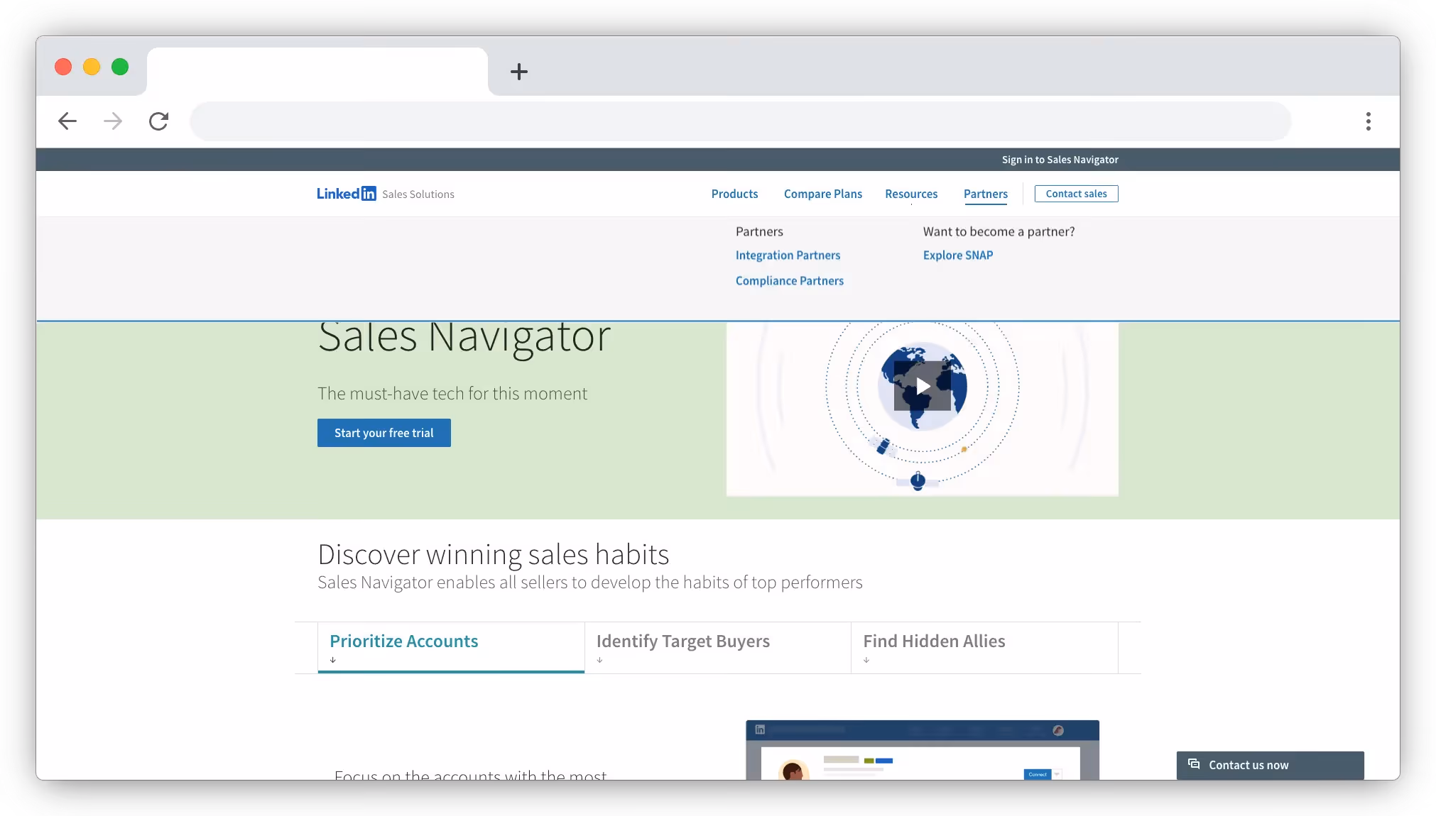 LinkedIn Sales Navigator landing page