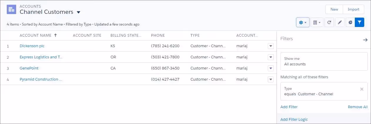 Custom list view filtering