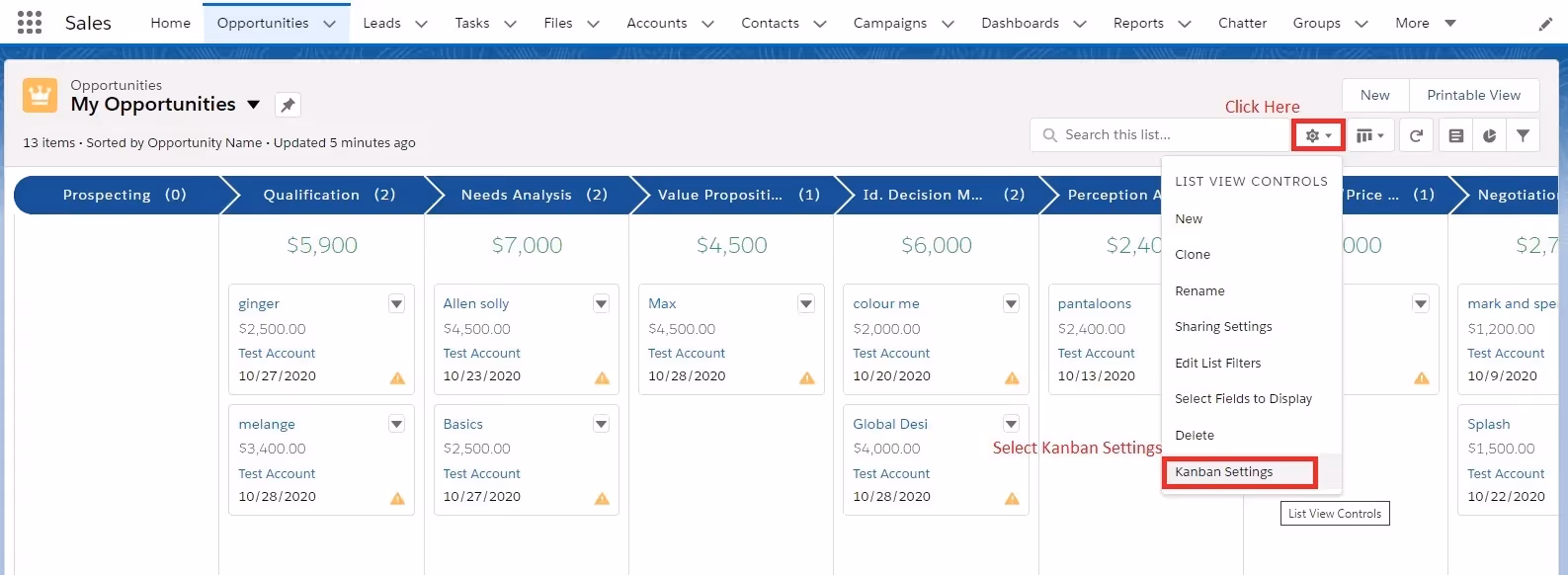 How to customize a Salesforce Kanban view