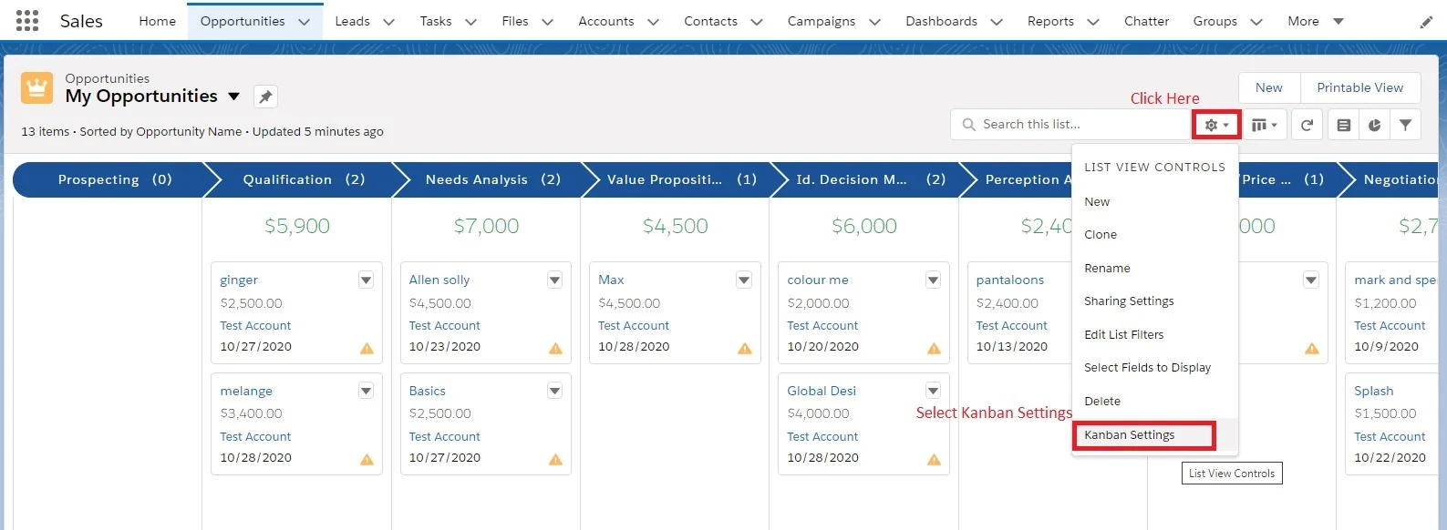 How to customize a Salesforce Kanban view