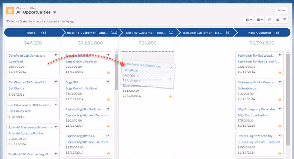 How to work with the Salesforce Kanban view