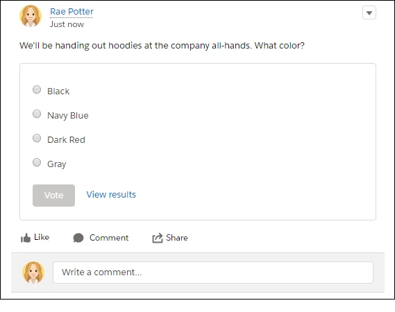 Salesforce Chatter poll