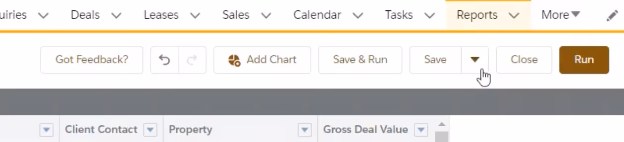 Saving a Salesforce report