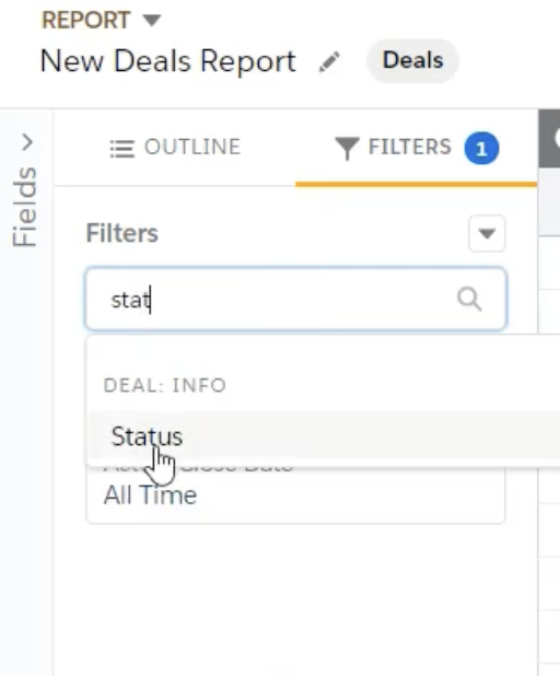 Status filter in Salesforce reports