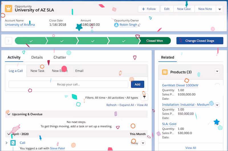 The confetti animation in Salesforce Path