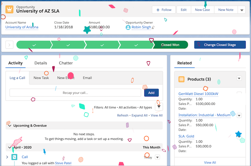 The confetti animation in Salesforce Path