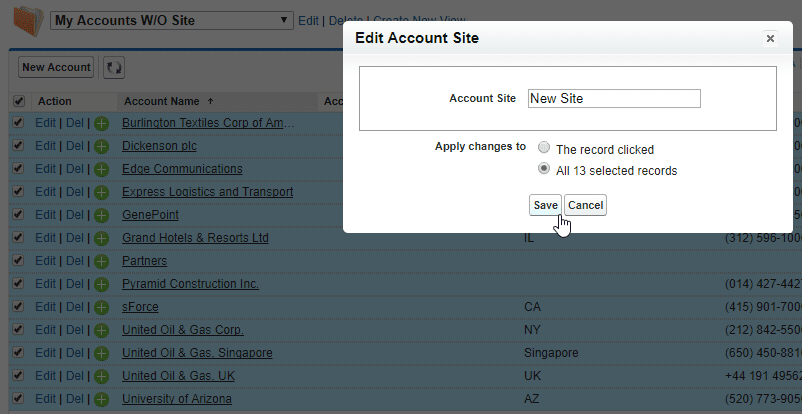 Saving changes in Salesforce