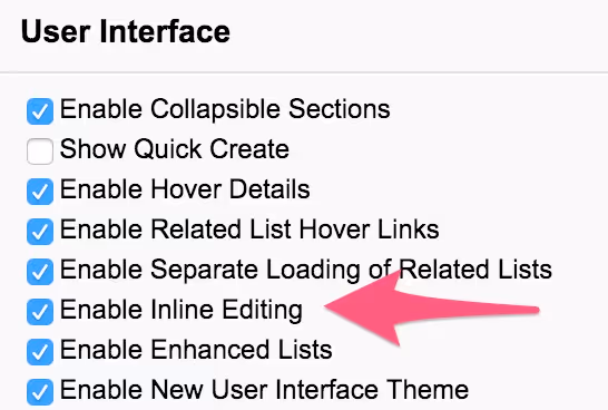 Salesforce user interface settings